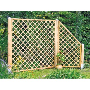 T&J Diagonal Rankzaun Ecke, 90x180/90 cm, aus druckimprägniertem Holz, für den Garten.