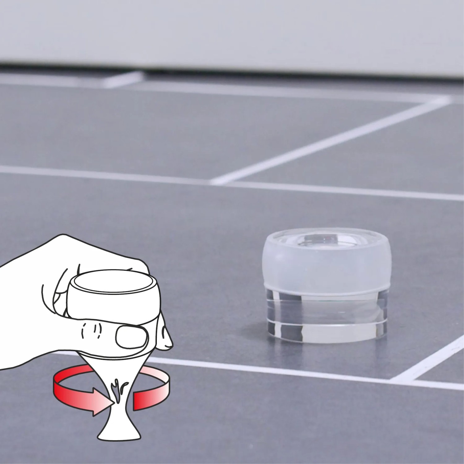 Wagner Bodentürstopper Clear, transparent, selbstklebend, Ø 40 mm. Montage und Demontage durch Drehbewegung.