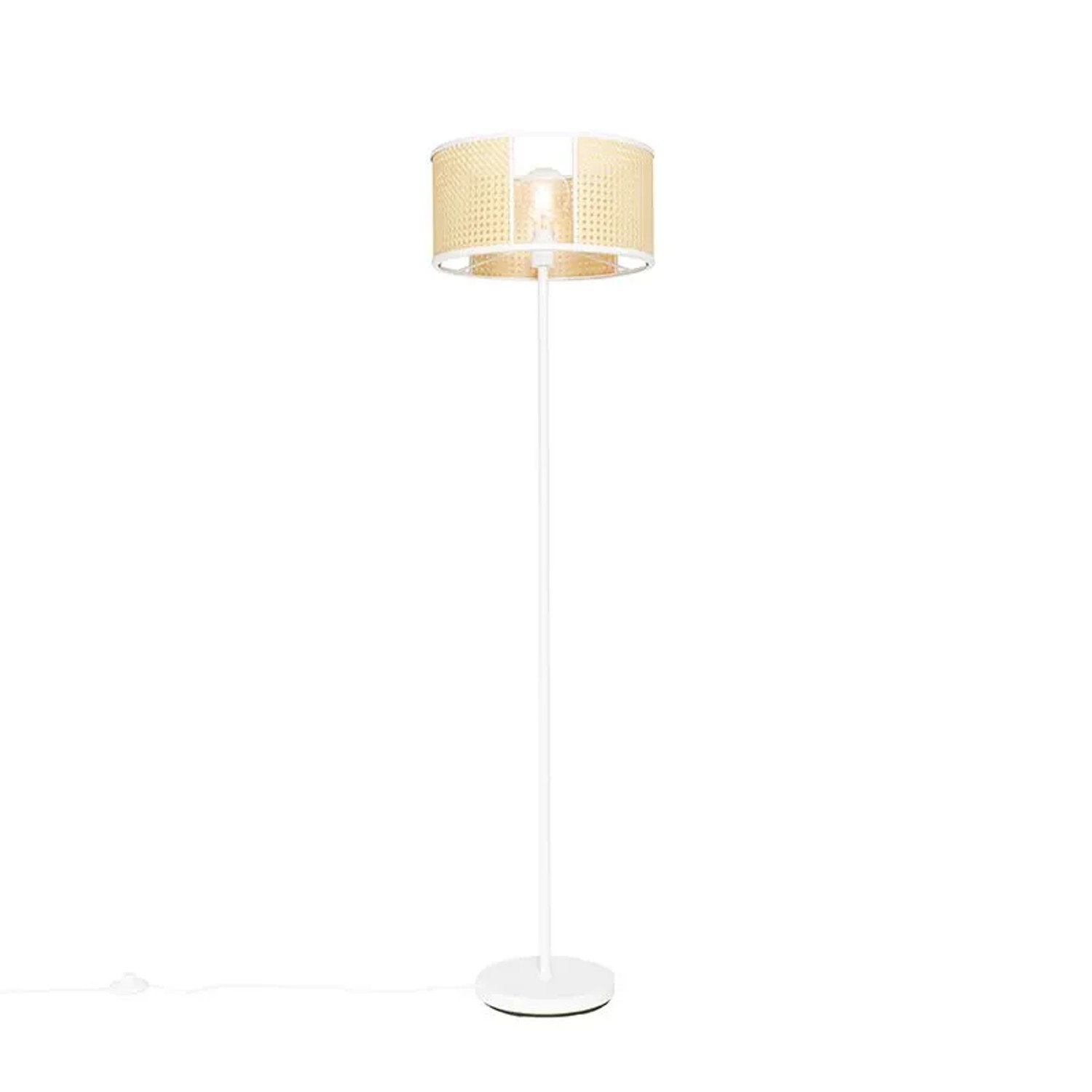 QAZQA Retro Stehlampe Weiß mit Rattan 40 cm Akira