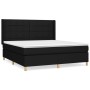 Schwarzes vidaXL Boxspringbett 160x200 cm mit Matratze und Kopfteil.