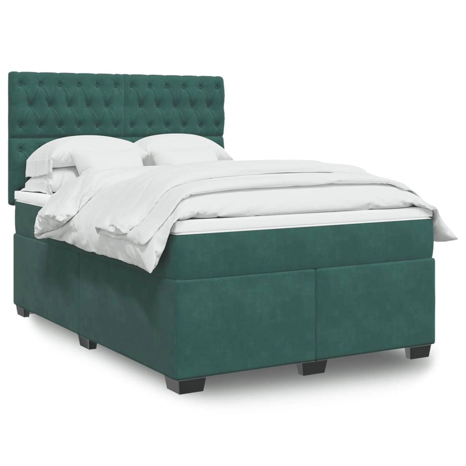 vidaXL Boxspringbett mit Matratze Dunkelgrün 140x200 cm Samt 3293239 günstig online kaufen