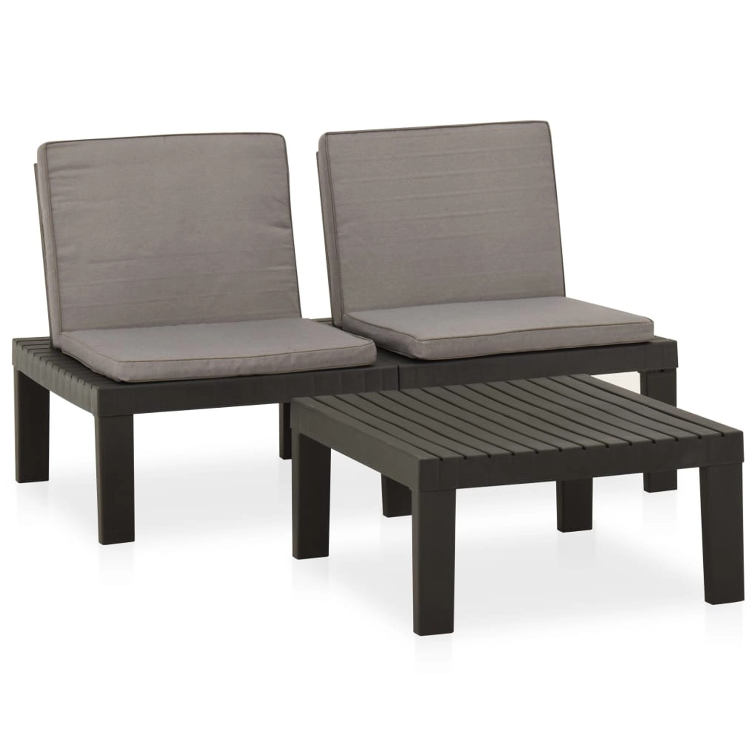 2-tlg. Garten-lounge-set Mit Auflagen Kunststoff Grau günstig online kaufen