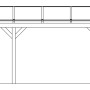 Skizze Carport Westerwald, 570x541 cm, weiße Kopfbänder, Maße 281 cm