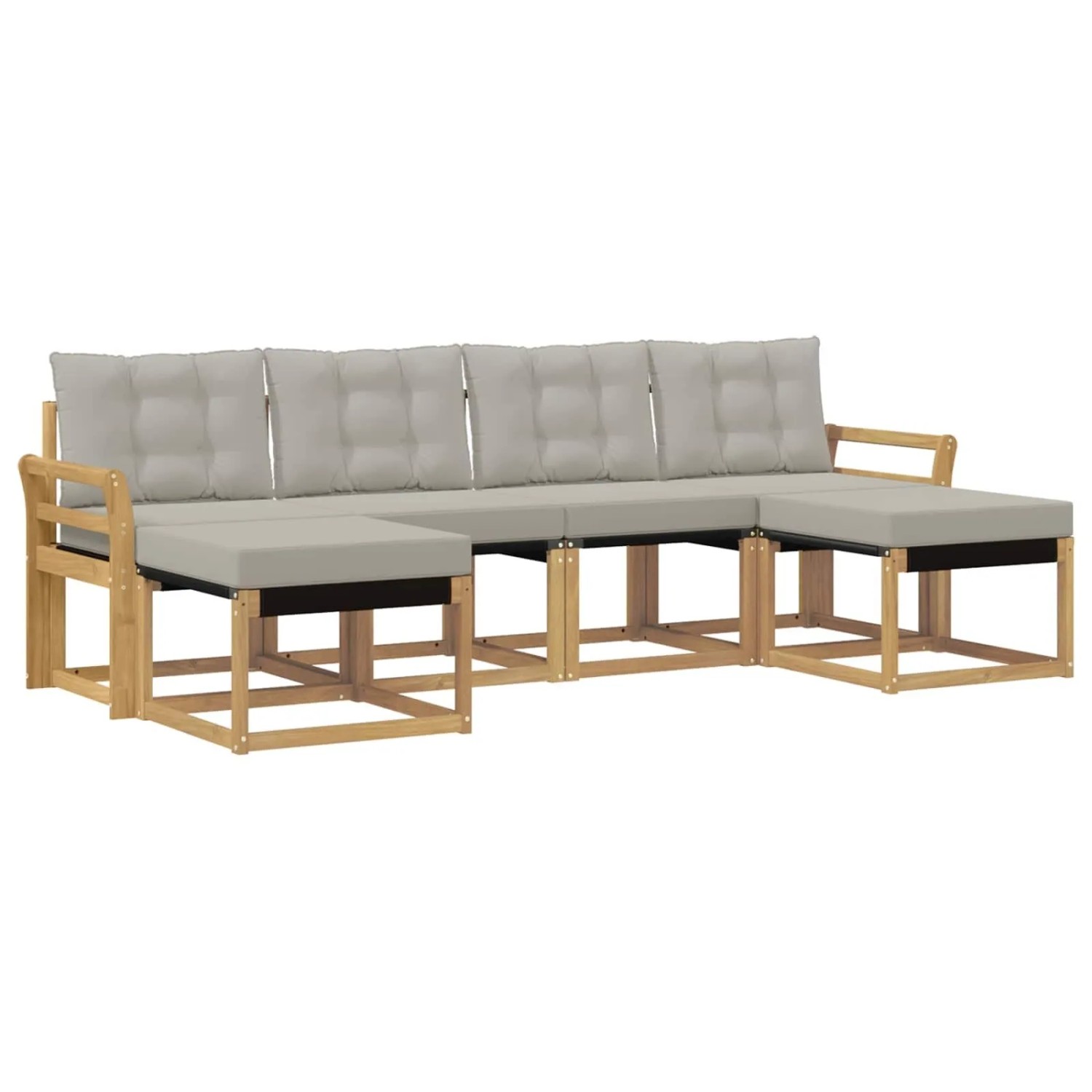 vidaXL Outdoor-Sofagarnitur mit Kissen 6-Tlg Weiß und Hellgrau 3389741
