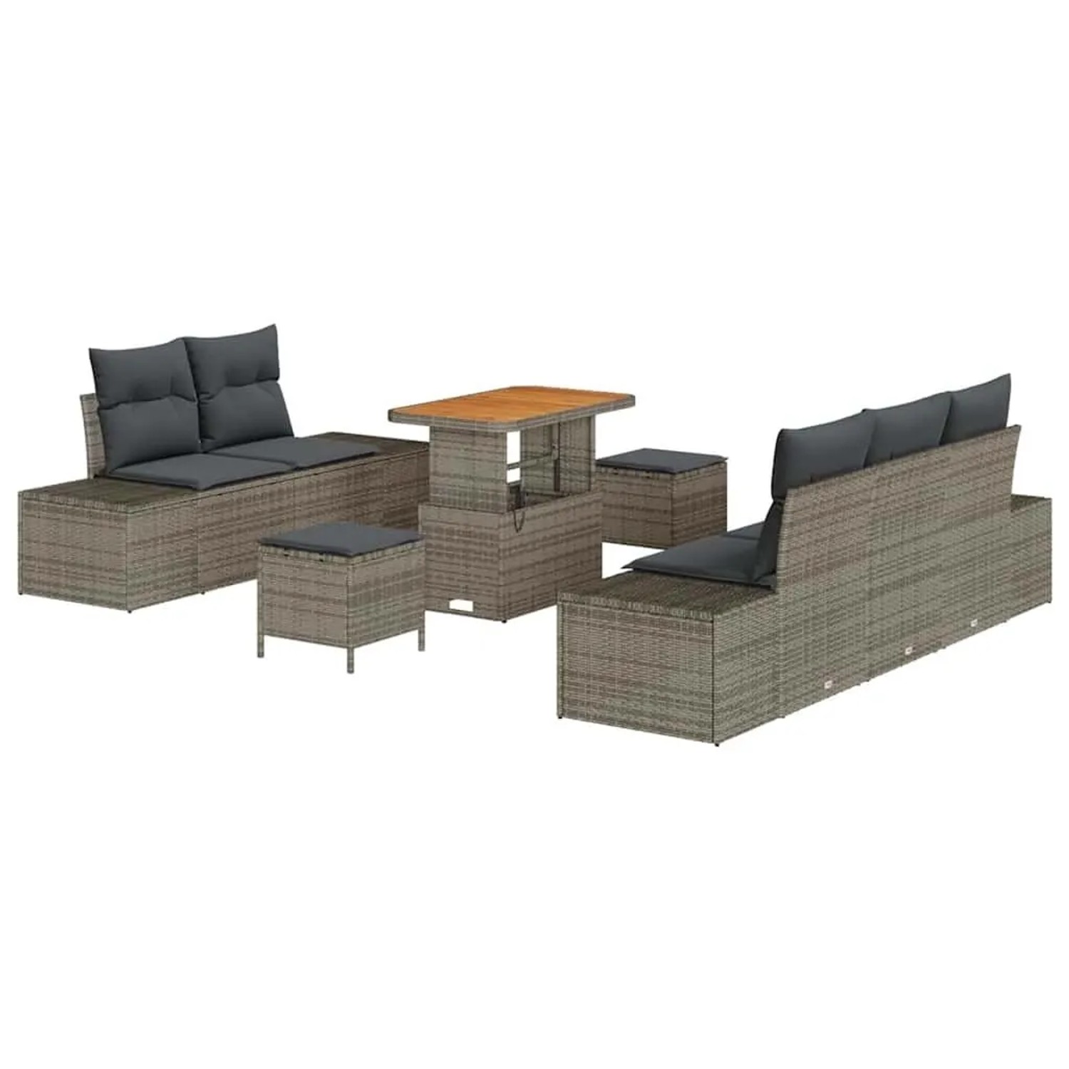 vidaXL Gartensofa-set mit Kissen mit Speicher 8-Tlg Grau Poly-Rattan 336468 günstig online kaufen