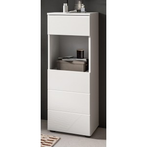 Inn.Furn Badezimmer Kommode in Weiß Hochglanz 38 x 106 cm Larik