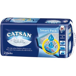 Catsan Smart-Pack, 2x4l, nicht klumpendes Katzenstreu mit Trockenvlies für verbesserte Geruchsbindung.