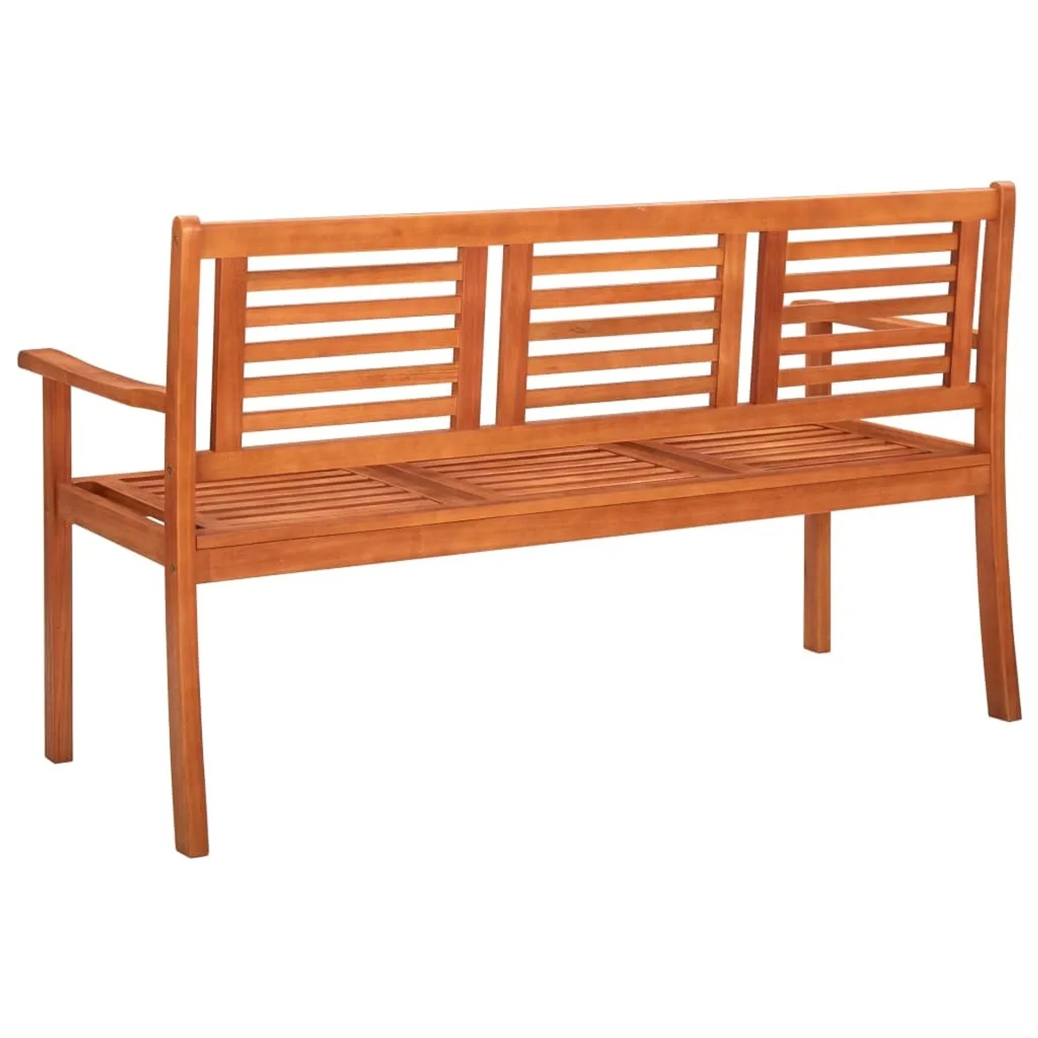 VidaXL 3-Sitzer Gartenbank aus Eukalyptusholz, 150 cm, mit schwarzer Auflage.