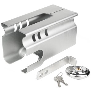 Stema Safety Box Diebstahlsicherung für Anhänger mit Schloss und Schlüsseln.