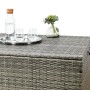 Grau melierte Polyrattan Auflagenbox Ikaria mit Innenplane für Gartenmöbel.