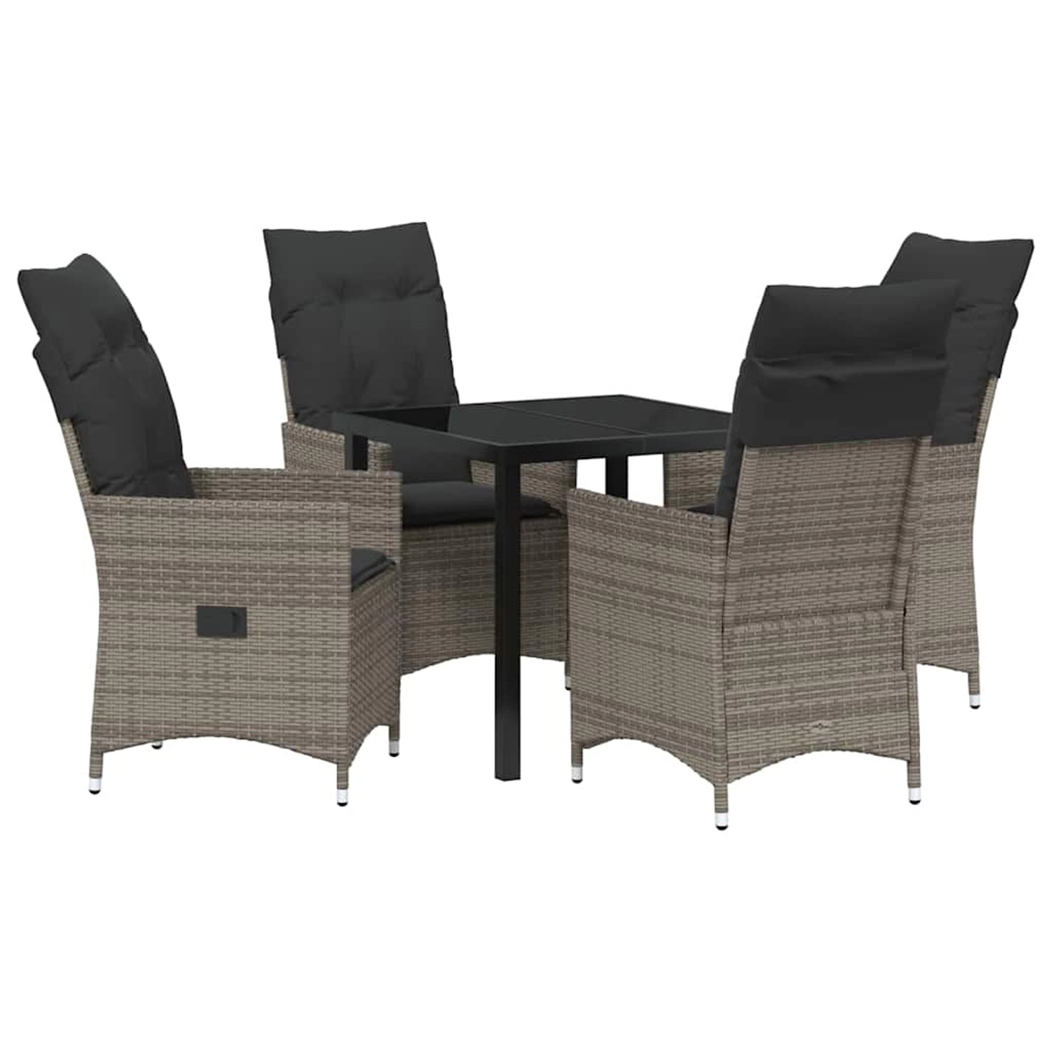 vidaXL Garten Essgruppe mit Kissen 5-Tlg Grau Poly Rattan 3379549 günstig online kaufen
