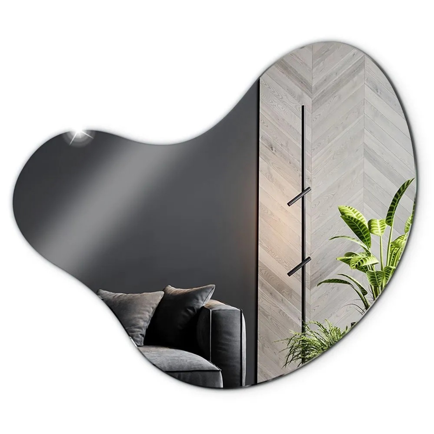 Tulup Wandspiegel Garderobenspiegel 77,3x76,6 cm Design Wandspiegel Oval Unregelmäßiger Spiegel Schminktisch Spiegel