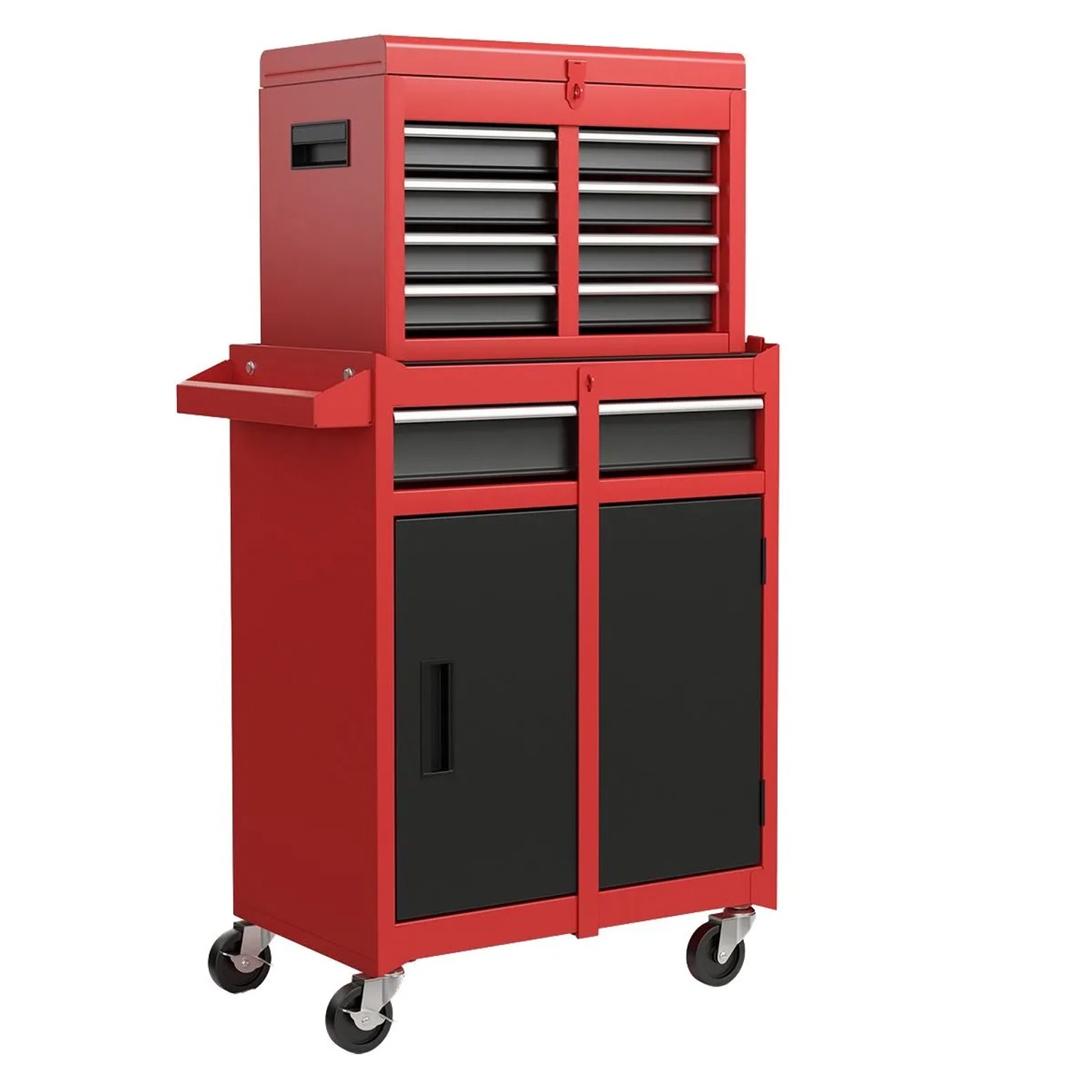 Costway Werkstattwagen 2 In 1 mit Koffer 100 kg Schwarz & Rot