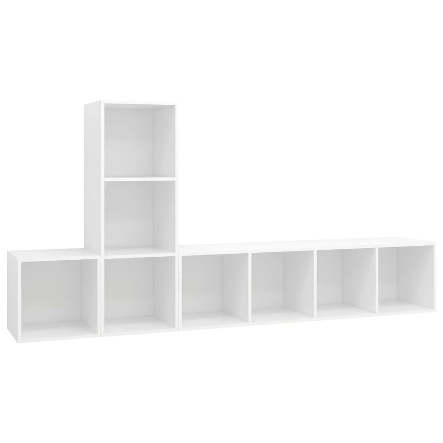 vidaXL 3-Tlg TV-Schrank-Set Weiß Holzwerkstoff 3079826