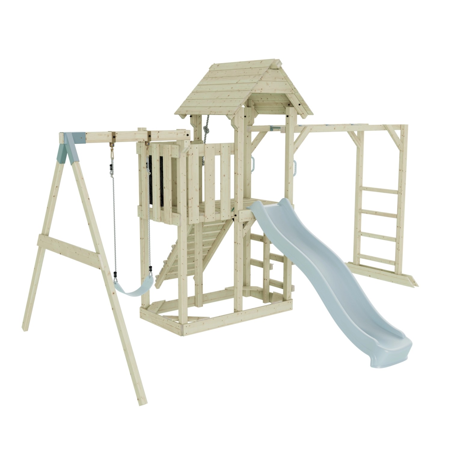 OutdoorToys Spielturm Strömsund mit Kinderschaukel Eisblau günstig online kaufen