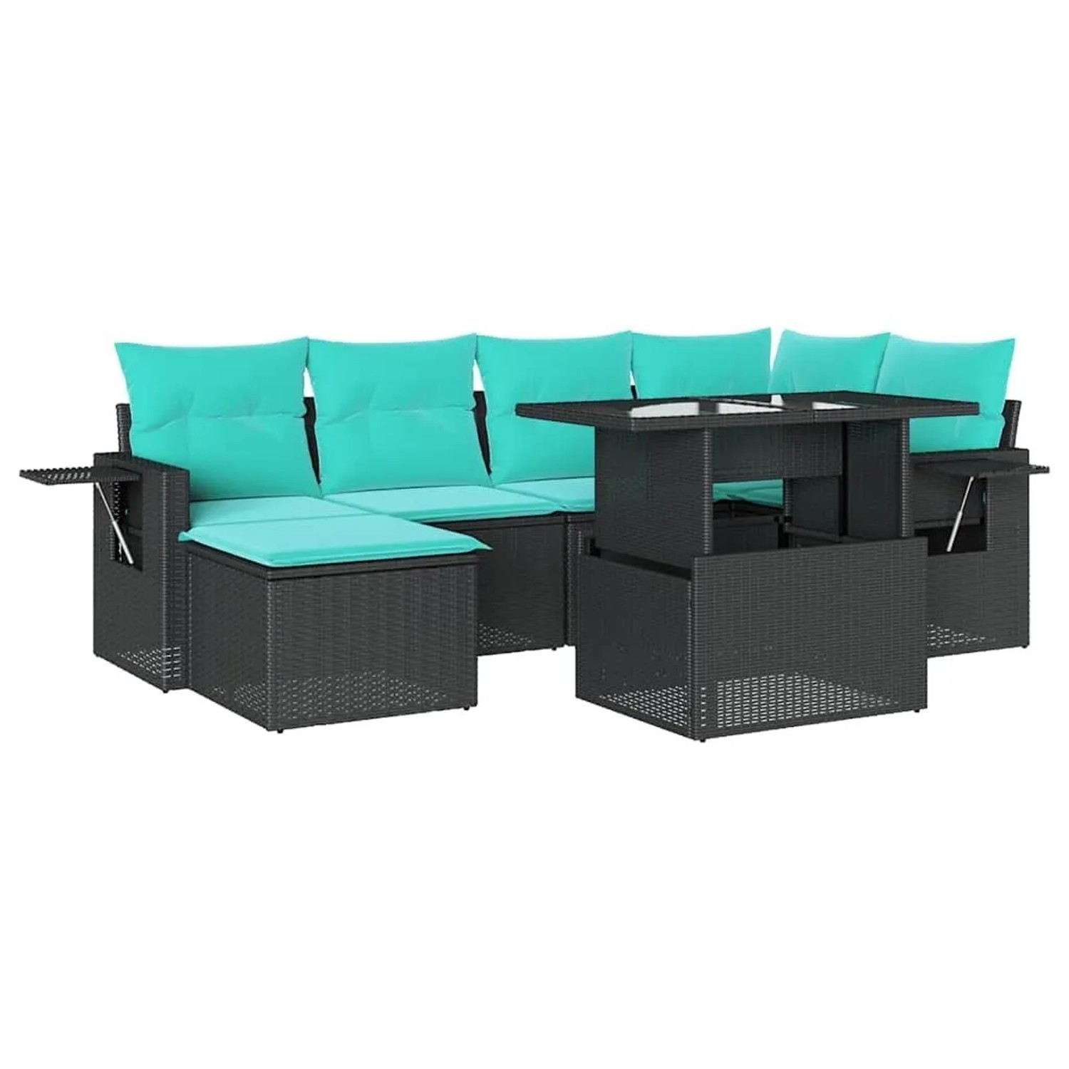 vidaXL 7-Tlg Gartensofa-Set mit Kissen Schwarz Polyrattan 3268047 günstig online kaufen