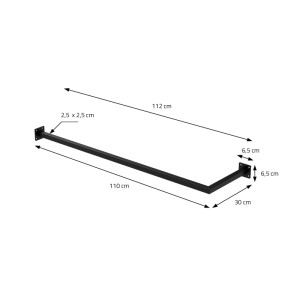 ML-Design Kleiderstange Übereck, schwarz, Stahl, 110x30cm, zur Wandmontage.