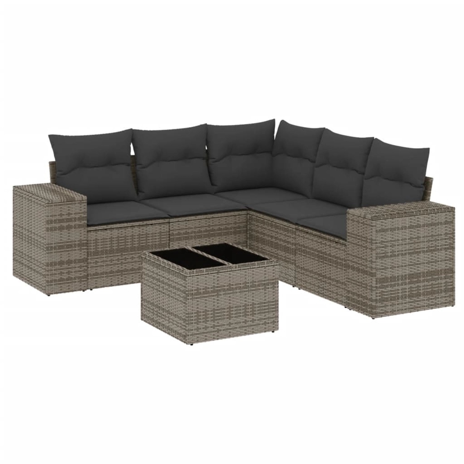 vidaXL 6-Tlg Garten-Sofagarnitur mit Kissen Grau Poly Rattan 3254897 günstig online kaufen