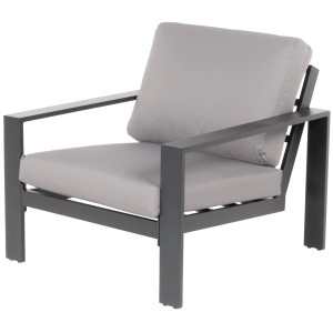 Home Deluxe Lounge Sessel Rio S, 2-teilig, Aluminium, Schwarz/Hellgrau. Gartenmöbel für Terrasse und Garten.