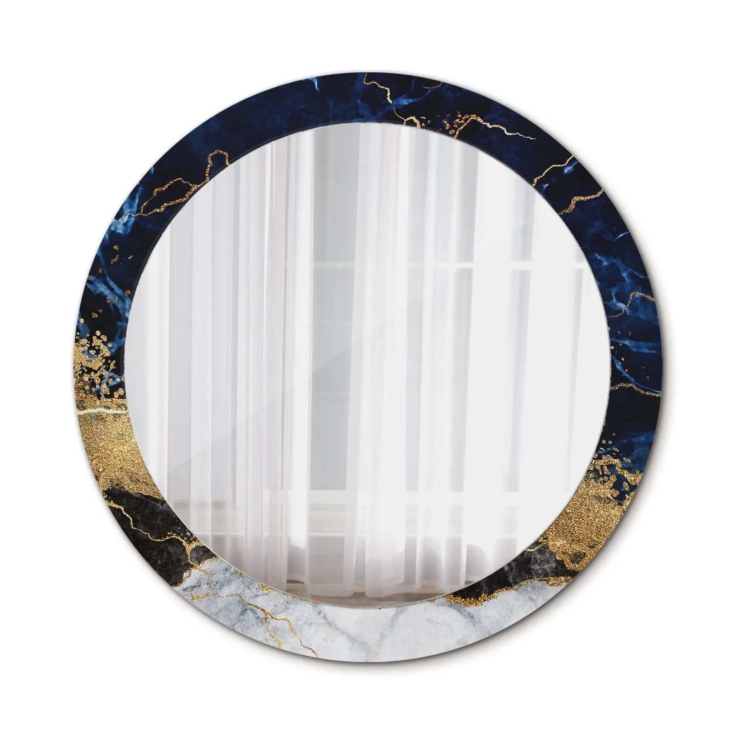 Tulup Spiegel mit Motivdruck Blauer Marmor 80x80 cm Runder Spiegel Aufdruck günstig online kaufen