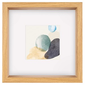 walther design Shape 3D Holzrahmen 25x25 Eiche mit Passepartout und abstraktem Motiv.