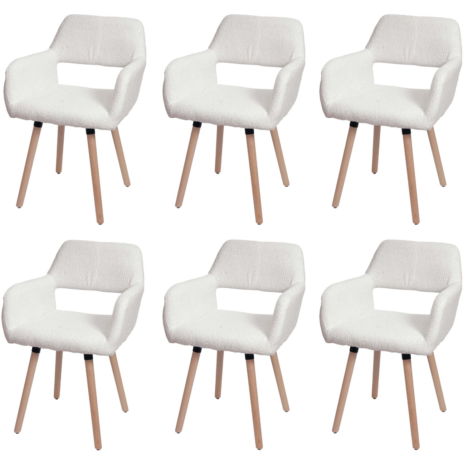 MCW Esszimmerstuhl A50 II 6er-Set Creme Stoff/Textil Boucle 450g/m² günstig online kaufen