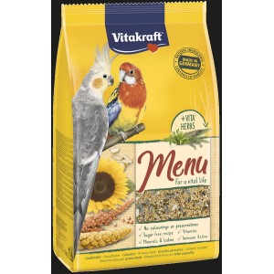 Vitakraft Premium Menü 3kg für Großsittiche: Futter mit Saaten, Getreide und Kräutern.