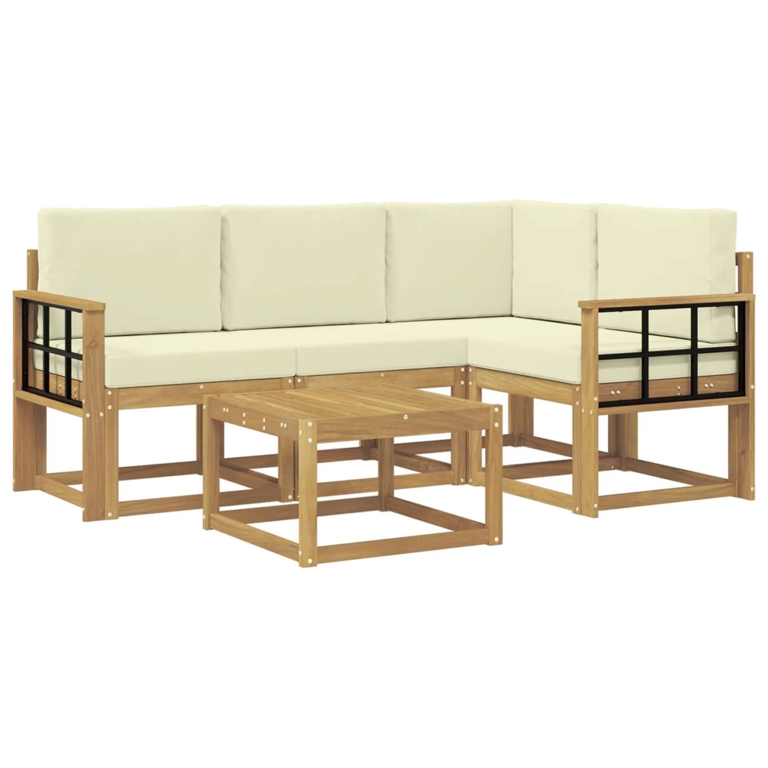 vidaXL Outdoor-Sofagarnitur mit Kissen 5-Tlg Weiß und Creme 3387604