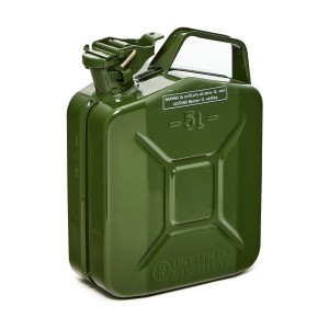 Olivgrüner 5L Metall Kraftstoffkanister, TÜV-geprüft & UN-Zulassung.