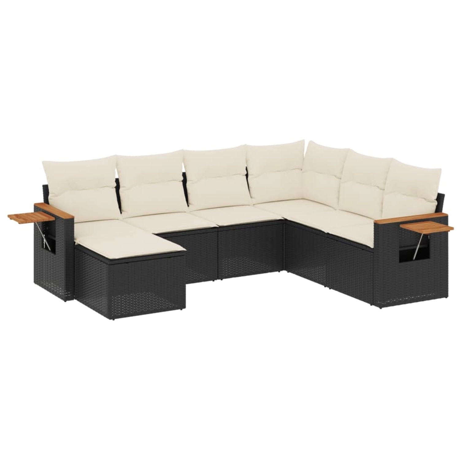 vidaXL 7-Tlg Garten-Sofagarnitur mit Kissen Schwarz Poly Rattan 3259445 günstig online kaufen