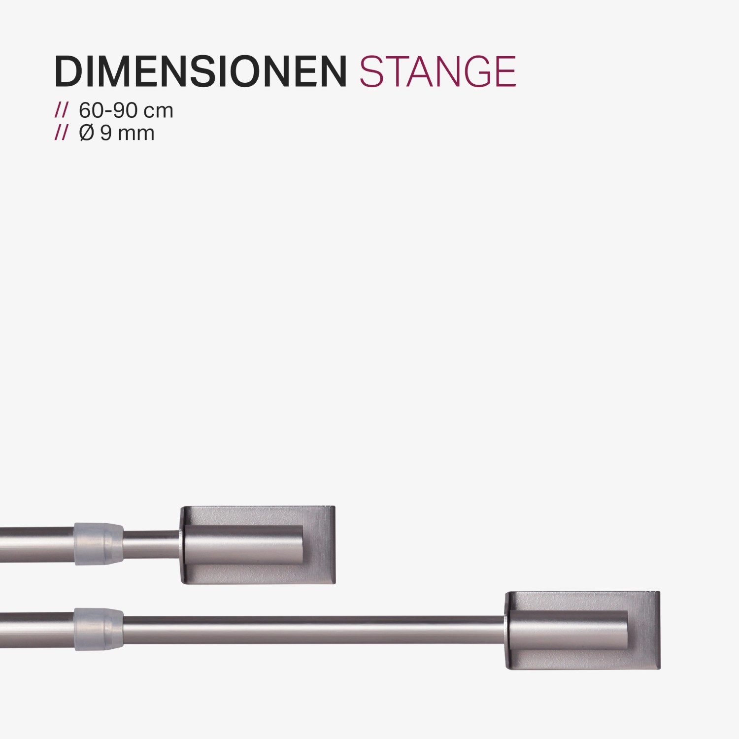 Bestlivings Klemmstange Twist, 60-90 cm, Silber. Spannvitrage für Gardinen, ohne Bohren.