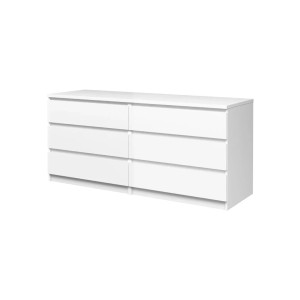 ebuy24 Nada Kommode mit 6 Schubladen in Weiß Hochglanz. Kommode für Schlafzimmer oder Wohnzimmer.