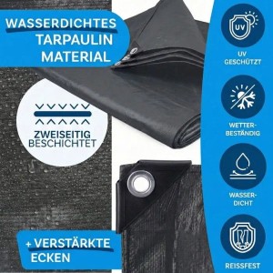 Anthrazitfarbene KARAT Abdeckplane 2x3m, wasserdicht und mit Ösen für sicheren Schutz.