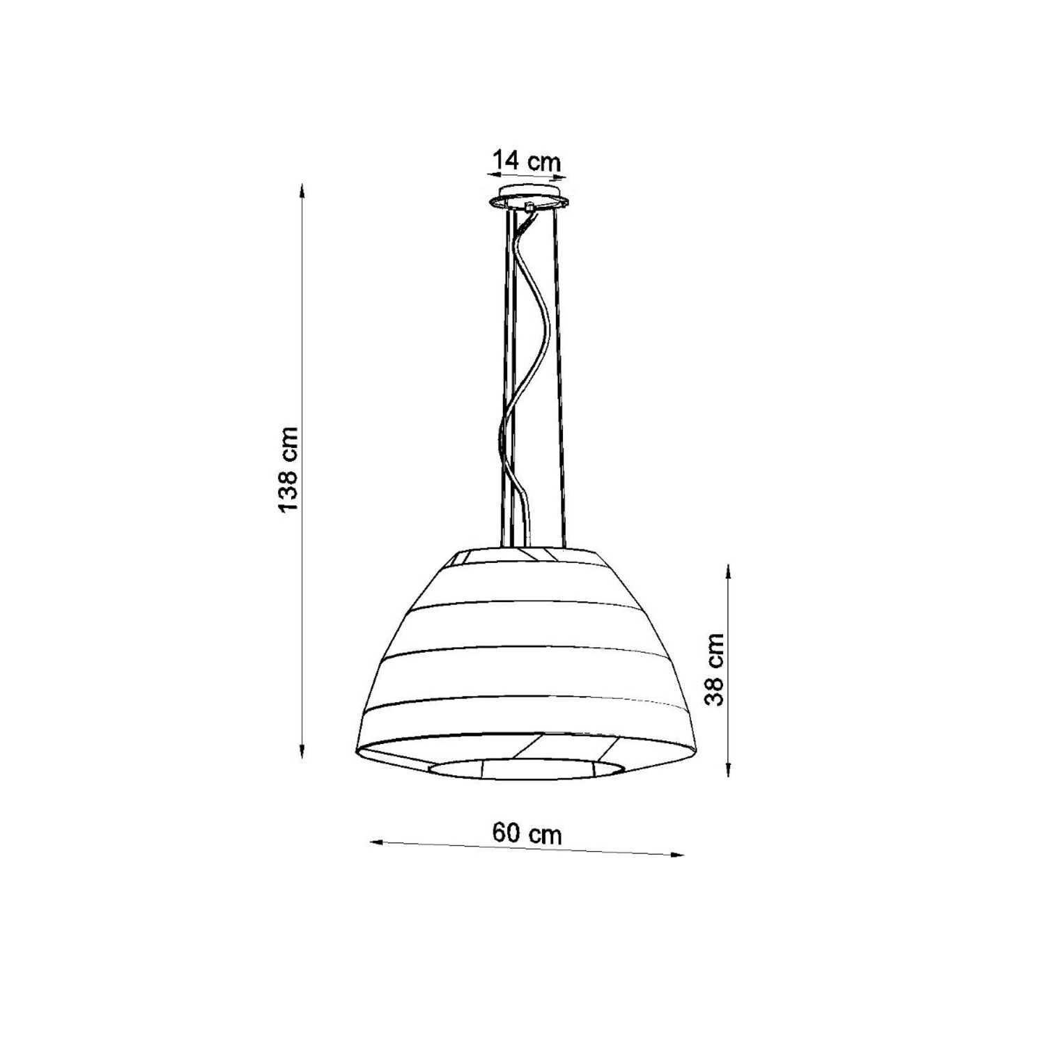 Skizze eines weißen Sollux Lighting Kronleuchters Bella 60 mit Maßangaben.