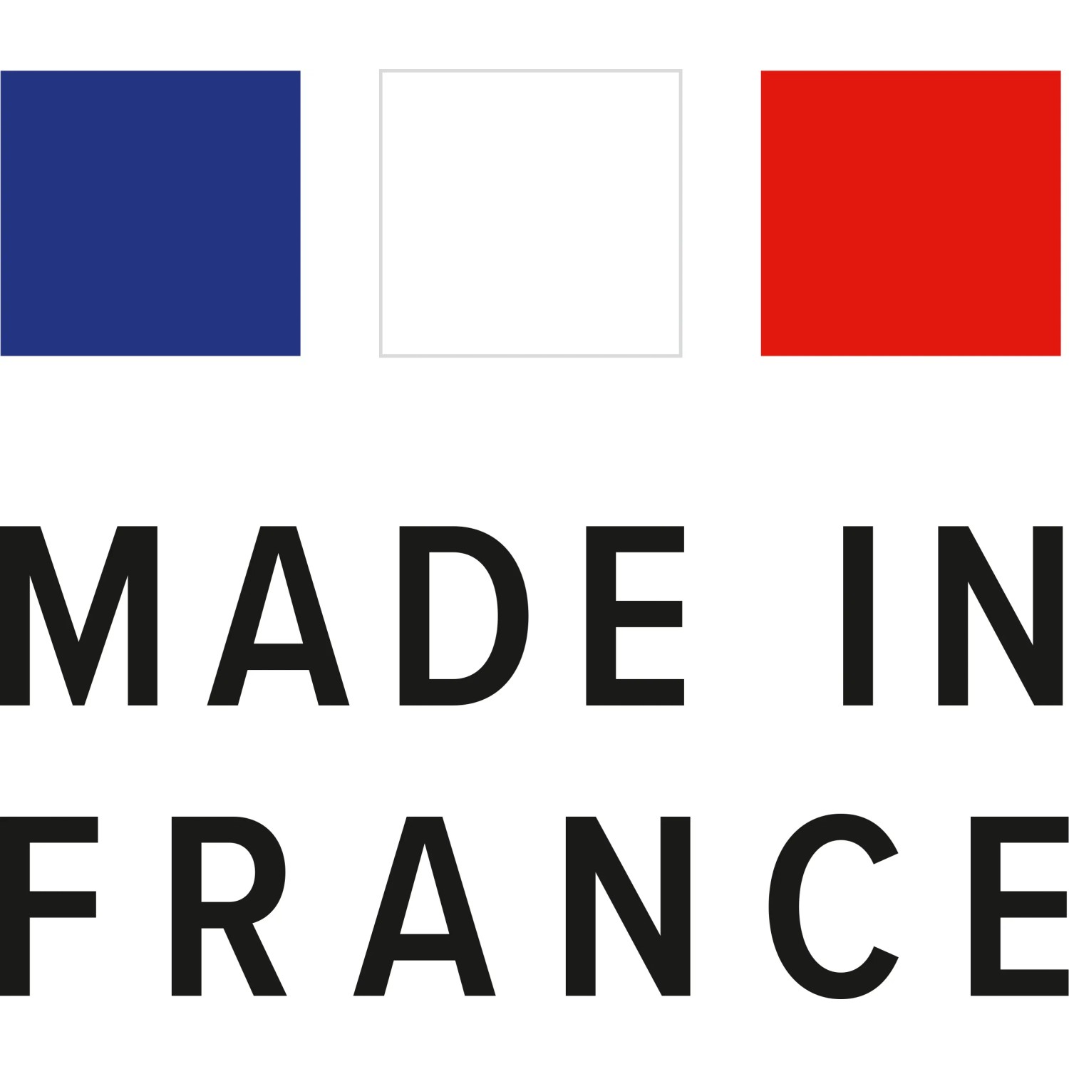 Hergestellt in Frankreich Logo für Poétic Pflanztopf, blau, weiß, rot.