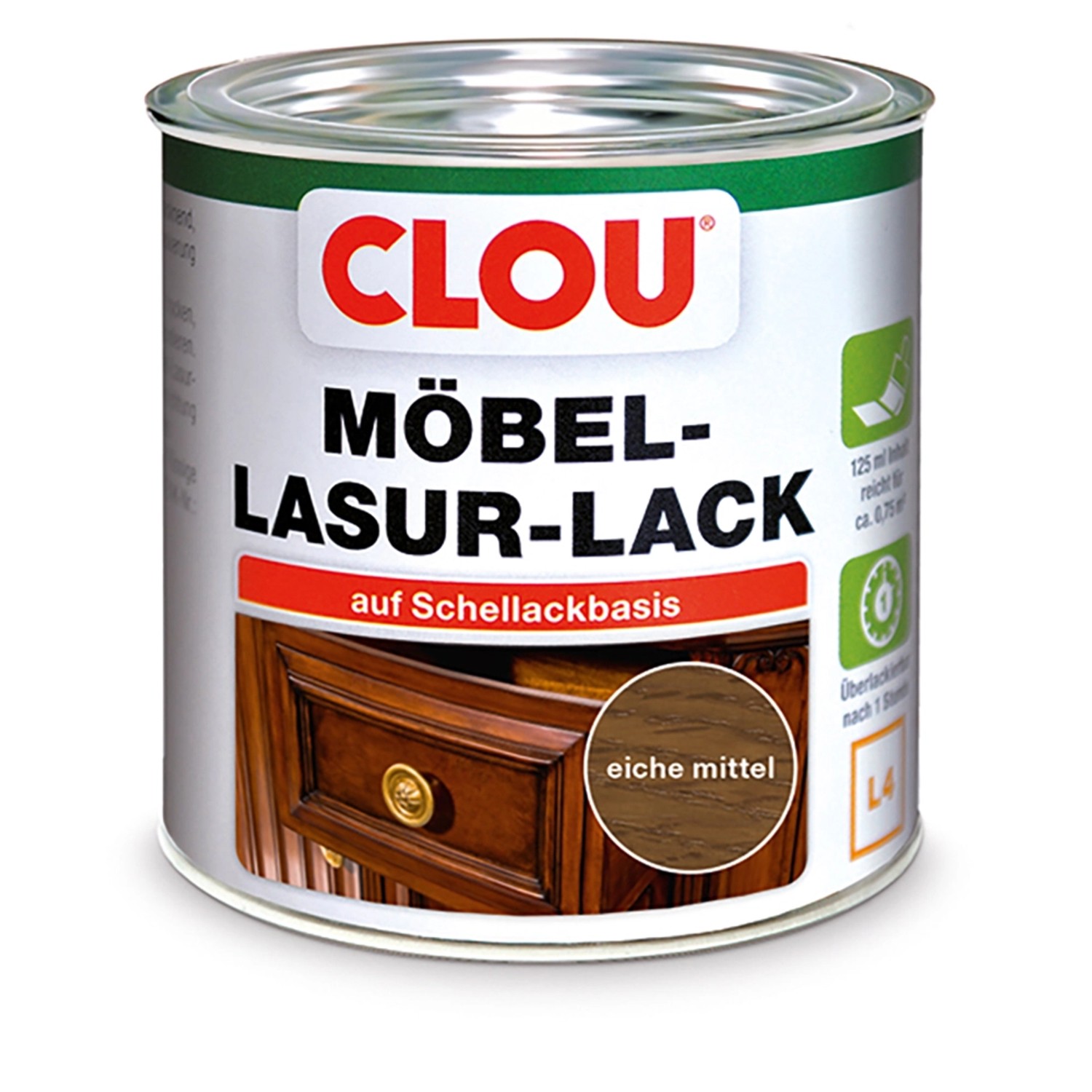 Clou Möbel-Lasur-Lack Eiche Mittel 125 ml