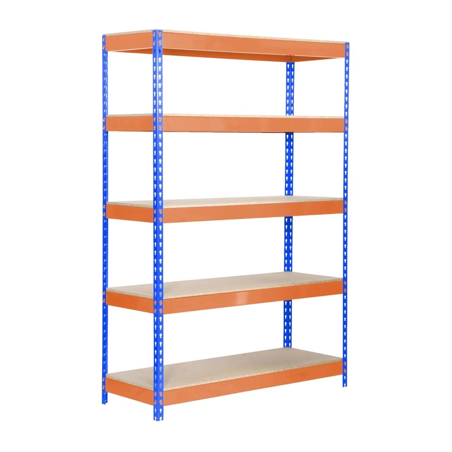 PROREGAL Schwerlastregal Wood Yeti Light Five HxBxT 200 x 120 x 60 cm Fachlast 300 kg Blau-Orange