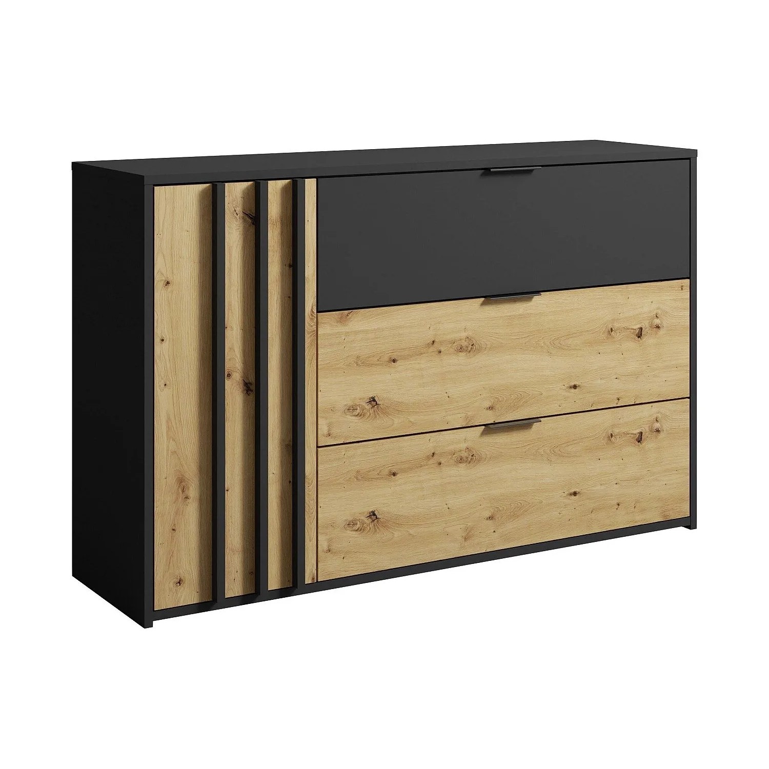 Vente-unique Kommode Tunalo Schwarz  Naturfarben Hell 125 cm