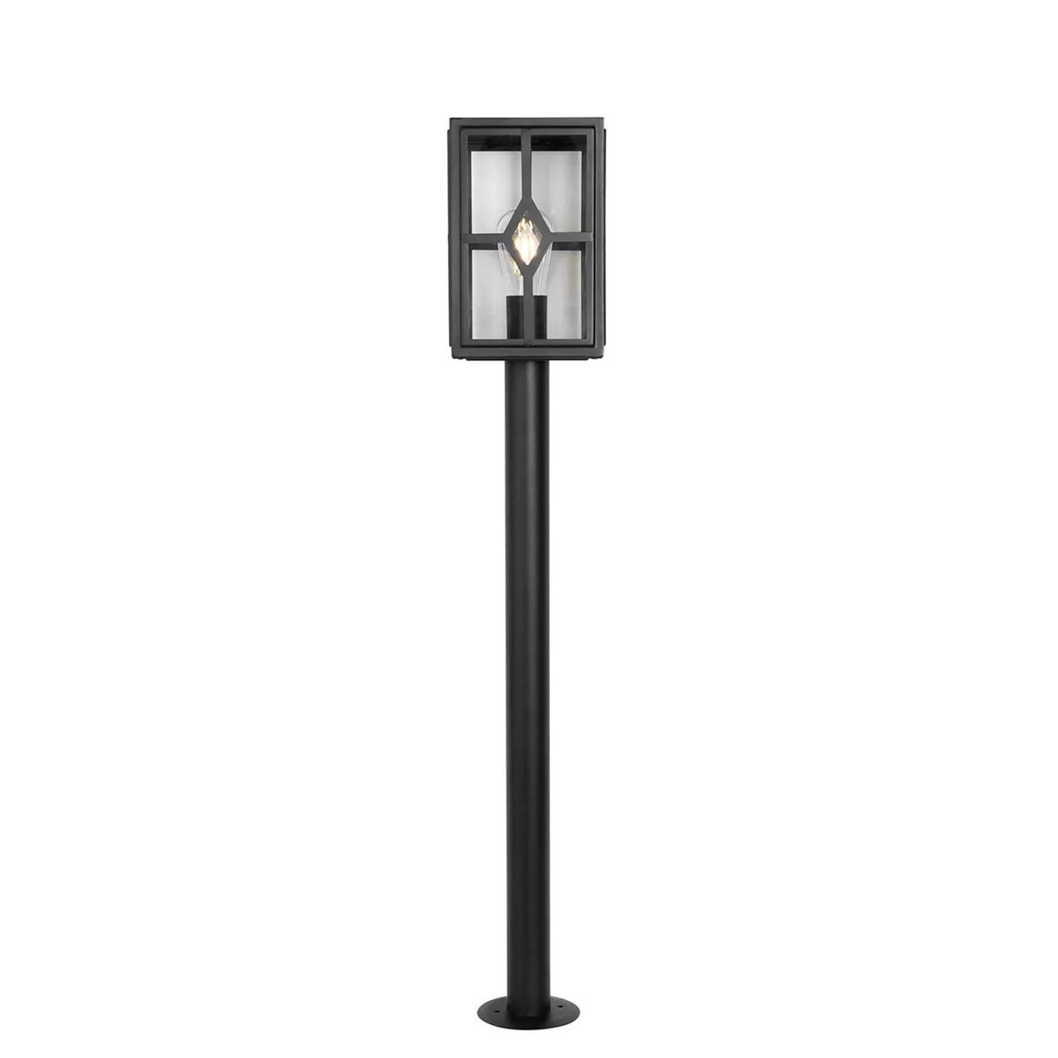 Schwarze QAZQA Stehleuchte Dover für den Außenbereich, 100 cm hoch.