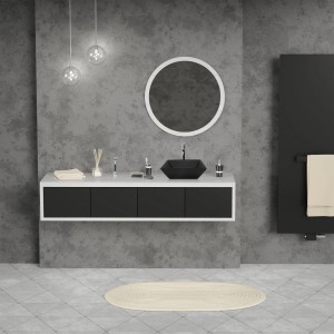 ML-Design Waschbecken, Keramik, Schwarz Matt, 41x41 cm, quadratisches Design im Badezimmer.