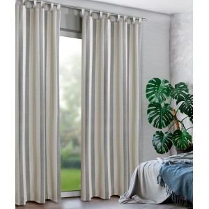 Beiger Schlaufenschal Monika mit Streifen, 245x135 cm, Fenstervorhang für Wohnraum.