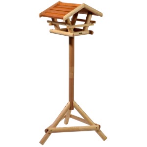 dobar Vogelfutterhaus Berni Bernstein FSC® mit Dreibein-Ständer aus Holz.