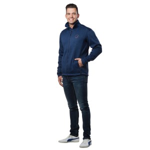Mann mit Strickfleece Jacke Navy (Größe M) aus der Kategorie Arbeitskleidung.