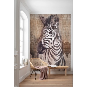 Komar Vliesfototapete Zebra, 200x250 cm, mit Zebra-Motiv im Wohnraum.