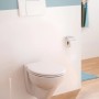Weißes, erhöhtes Wand-WC-Set Calmwaters Modern Plus mit spülrandlosem Design und WC-Sitz.