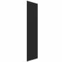 Schwarzes Akustikpaneel mit filzbeschichteten MDF-Leisten zur Wandverkleidung, 240 cm hoch.