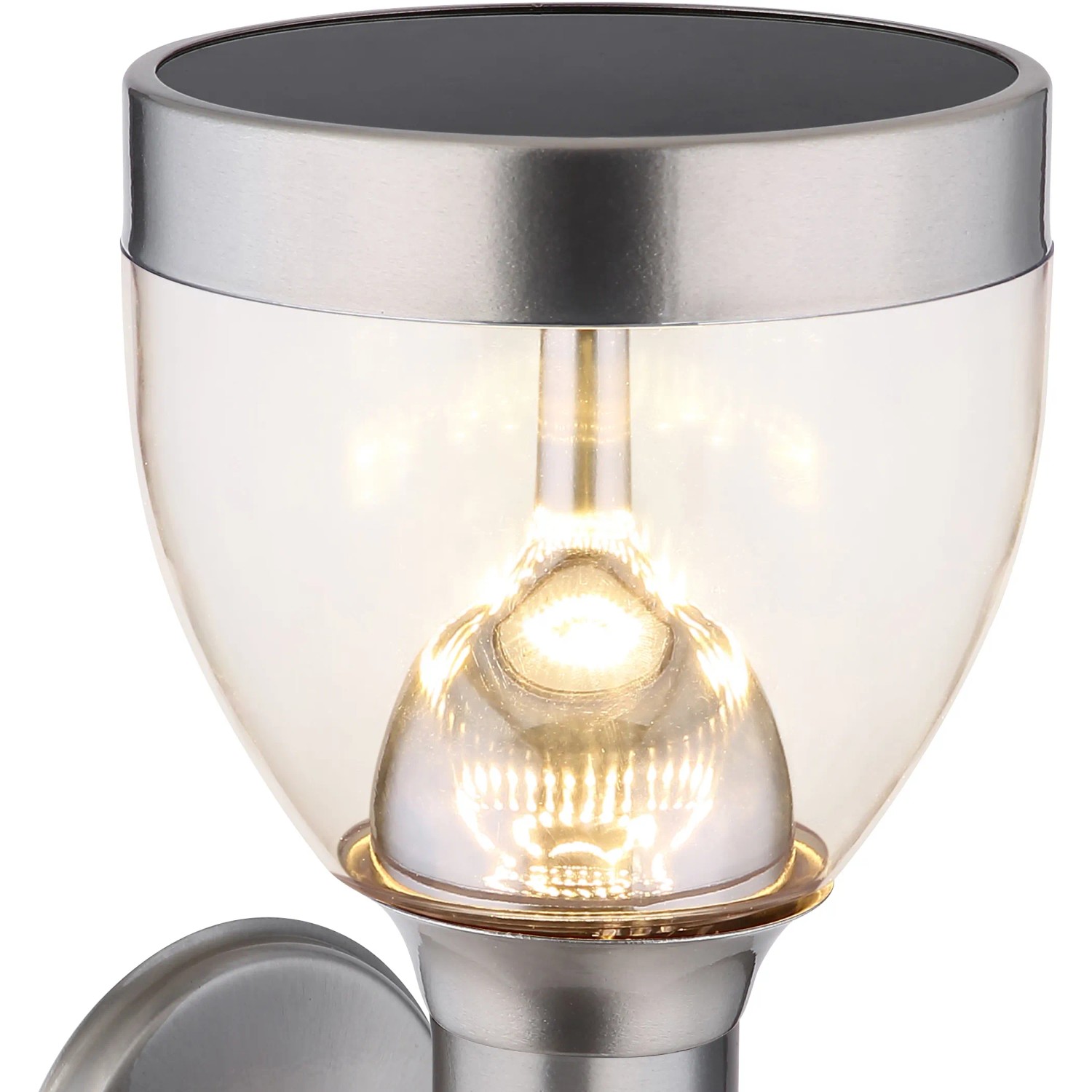 Globo LED-Solar-Wandleuchte Edelstahl mit Bewegungsmelder für den Außenbereich.