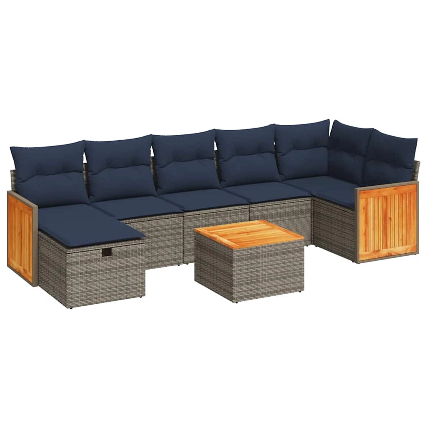 vidaXL 8-Tlg Garten-Sofagarnitur mit Kissen Grau Poly Rattan 3326051