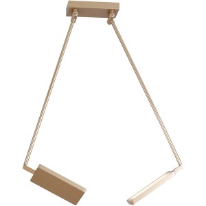 Moderne LED-Deckenleuchte Book-PL-ORO, 2-flammig, goldfarben, mit verstellbaren Leuchtköpfen.