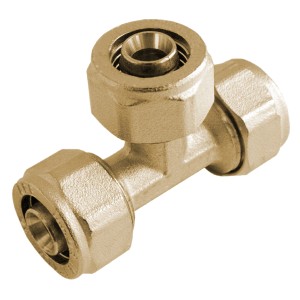 Kirchhoff Reduzier-T-Stück 20x16x20 mm, Klemmfitting aus Messing für MSVR-Rohr.